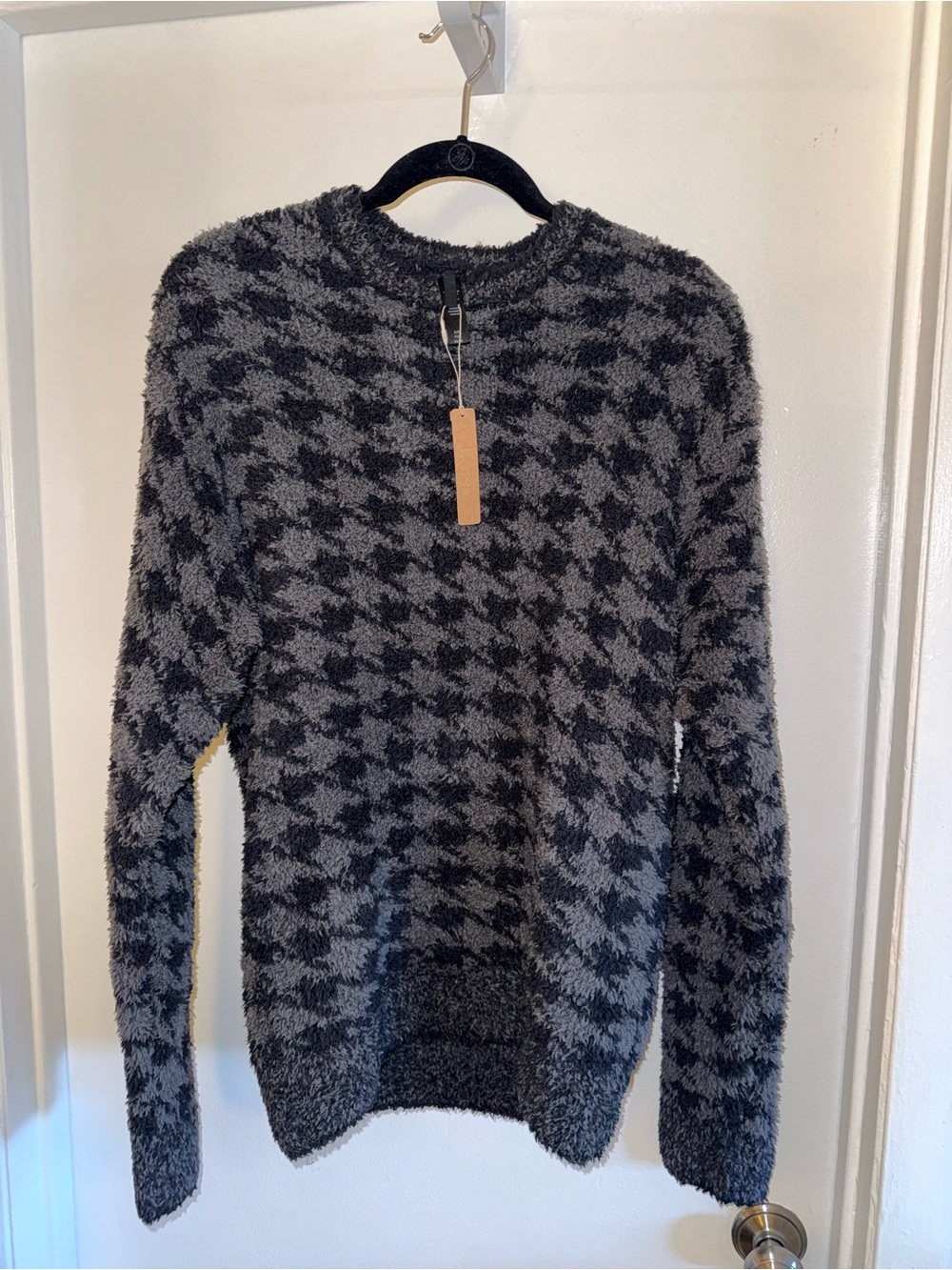 SKIMS Fuzzy Crewneck Sweater - Black & Gray